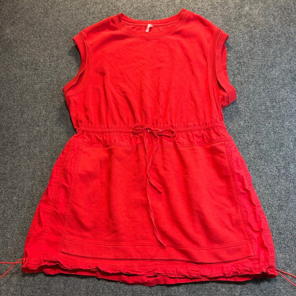 Daily Practice Anthropologie 1X Red Passing Shot Sleeveless Drawstring Dress